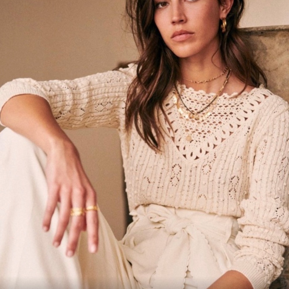 Sezane Tracey Jumper in String/Ecru 36/Small